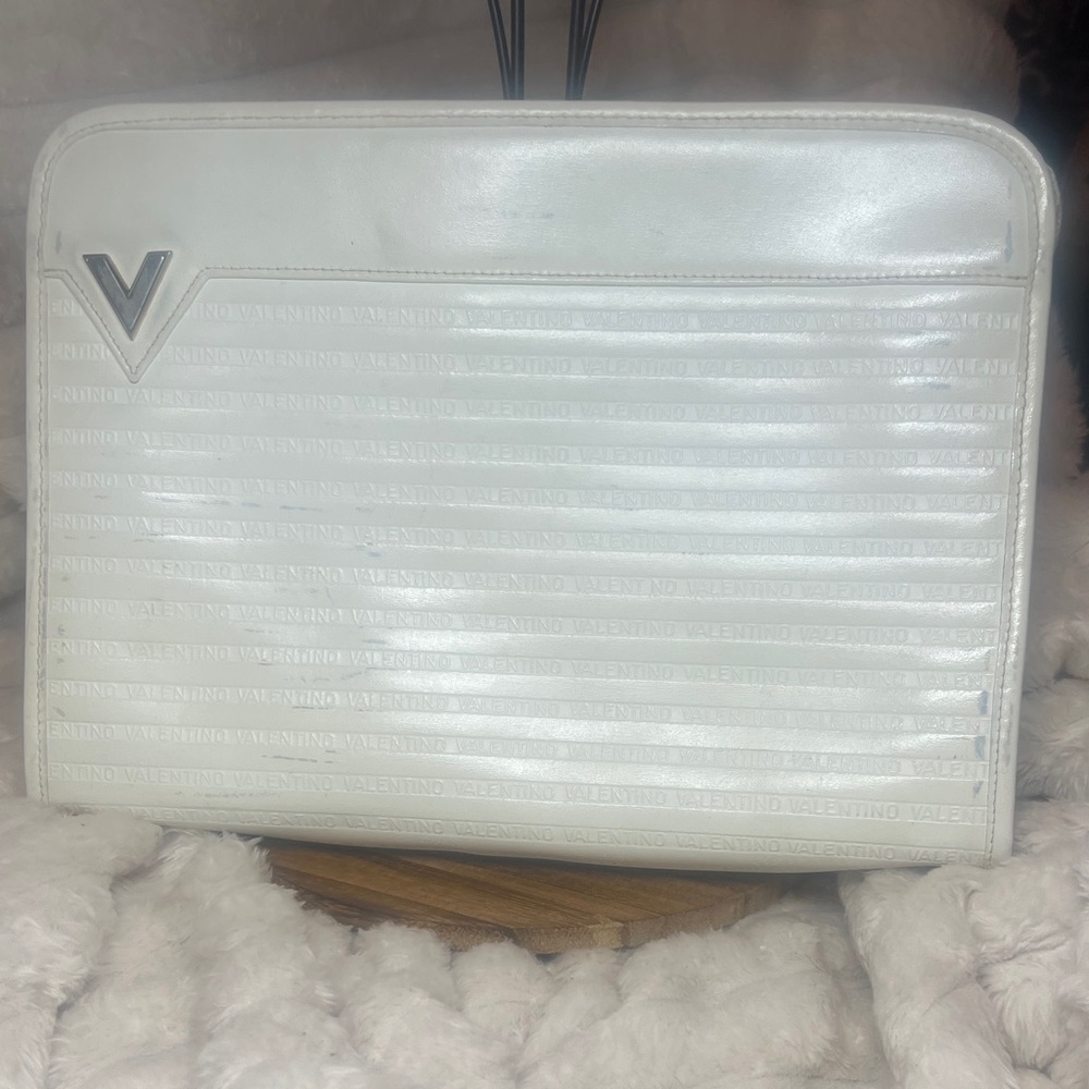 ✨ VALENTINO by Mario Valentino White Embossed Logo Clutch Bag ✨